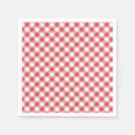 Retro Gingham Koraalrood Servet (Voorkant)