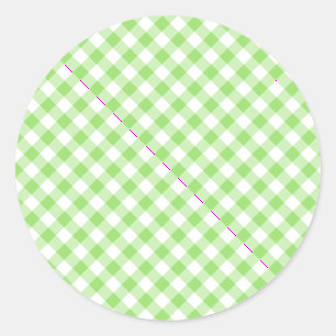 Retro Gingham Lente Groen Ronde Sticker