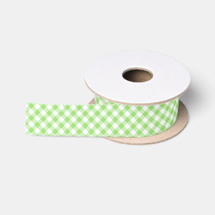 Retro Gingham Lente Groen Satijnen Lint