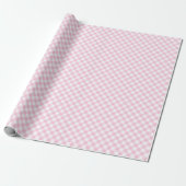 Retro Gingham Licht Roze Cadeaupapier (Uitgerold)