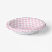Retro Gingham Licht Roze Papieren Kommen (Gebogen)
