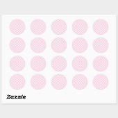 Retro Gingham Licht Roze Ronde Sticker (Vel)