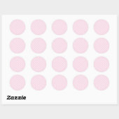 Retro Gingham Licht Roze Ronde Sticker (Vel)