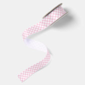 Retro Gingham Licht Roze Satijnen Lint (Achterkant)