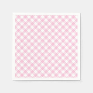 Retro Gingham Licht Roze Servet