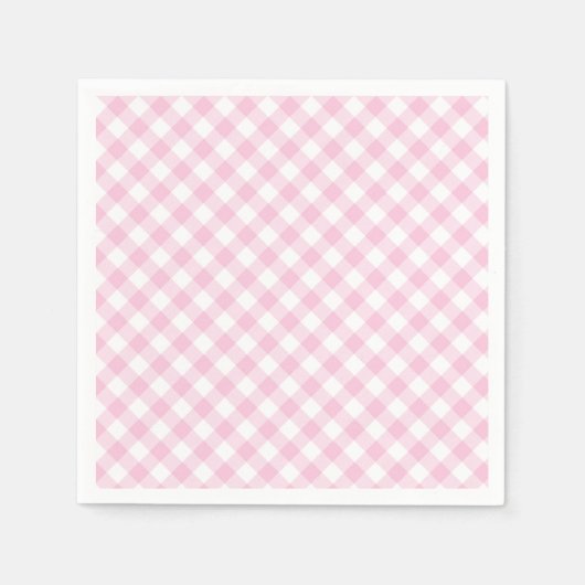 Retro Gingham Licht Roze Servet (Voorkant)
