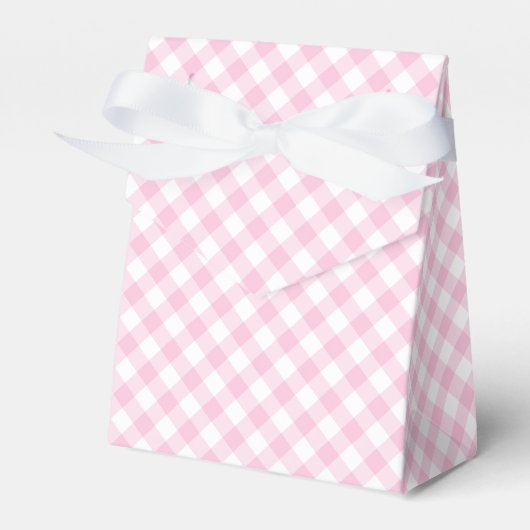 Retro Gingham Light Pink Bedankdoosjes (Voorkant Zijde)