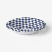 Retro Gingham Navy Blau Papieren Kommen (Gebogen)