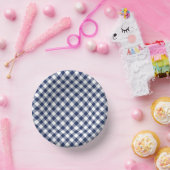 Retro Gingham Navy Blau Papieren Kommen (Feest)