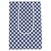 Retro Gingham Navy Blue Medium Cadeauzakje (Achterkant)