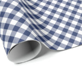 Retro Gingham Navyblauw Cadeaupapier (Rol Hoek)