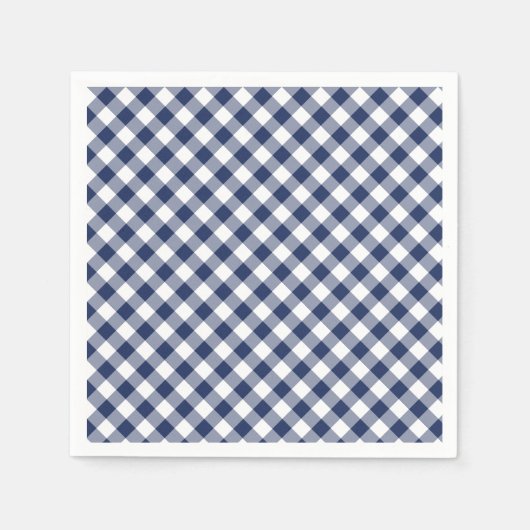 Retro Gingham Navyblauw Servet (Voorkant)