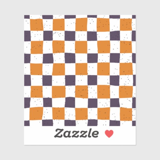  retro gingham Oranje Paarse plakboek Sticker (Vel)
