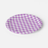 Retro Gingham Orchidee Paars Papieren Bordje (Gekanteld)