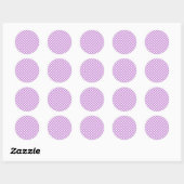Retro Gingham Orchidee Paars Ronde Sticker (Vel)