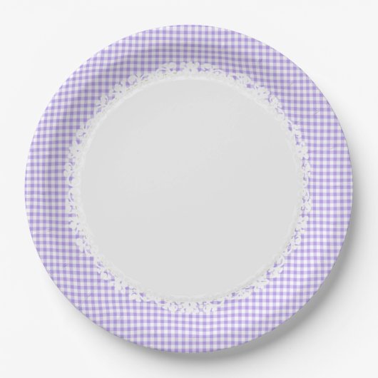 Retro-Gingham_Picnic_Blueberry_Check_Stylish_Decor Papieren Bordje (Voorkant)