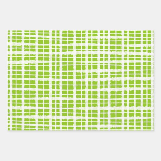 Retro Gingham Pset Pattern Lime Green Inpakpapier Vel (Voorkant 3)