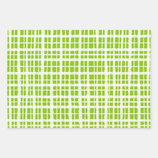 Retro Gingham Pset Pattern Lime Green Inpakpapier Vel (Voorkant 2)