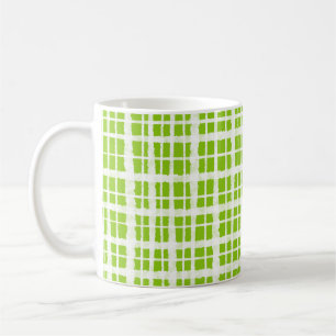Retro Gingham Pset Pattern Lime Green Koffiemok