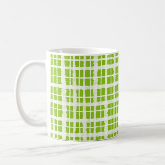 Retro Gingham Pset Pattern Lime Green Koffiemok (Links)