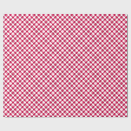 Retro Gingham Raspberry Cadeaupapier (Vlak)