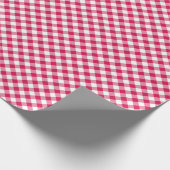 Retro Gingham Raspberry Cadeaupapier (Hoek)