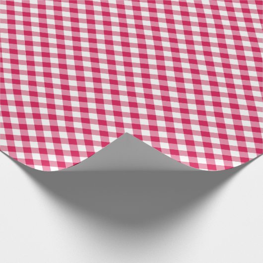 Retro Gingham Raspberry Cadeaupapier (Hoek)