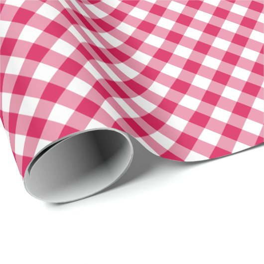 Retro Gingham Raspberry Cadeaupapier (Rol Hoek)
