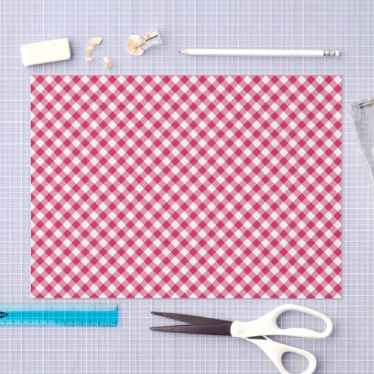 Retro Gingham Raspberry Tissuepapier (Craft)