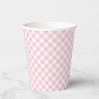 Retro Gingham Roze Papieren Bekers