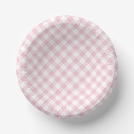 Retro Gingham Roze Papieren Kommen (Voorkant)