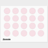 Retro Gingham Roze Ronde Sticker (Vel)