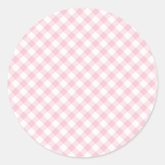 Retro Gingham Roze Ronde Sticker