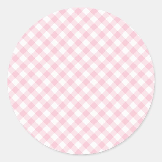 Retro Gingham Roze Ronde Sticker (Voorkant)