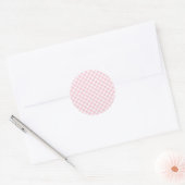 Retro Gingham Roze Ronde Sticker (Envelop)