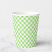 Retro Gingham Spring Green Papieren Bekers (Links)
