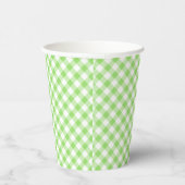 Retro Gingham Spring Green Papieren Bekers (Rechts)