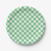 Retro Gingham Summer Green Papieren Bordje (Voorkant)