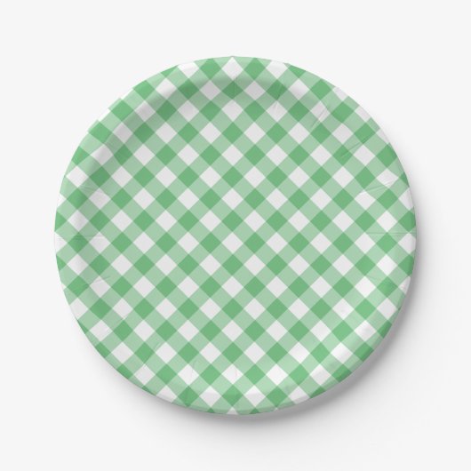 Retro Gingham Summer Green Papieren Bordje (Voorkant)