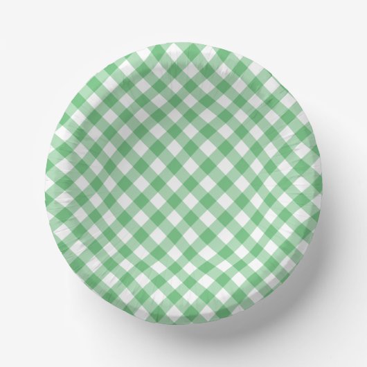 Retro Gingham Summer Green Papieren Kommen (Voorkant)