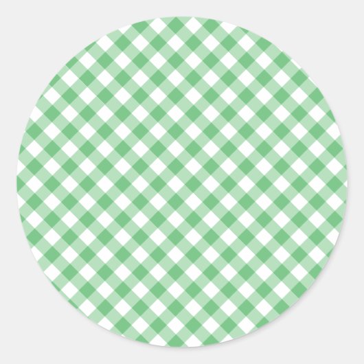 Retro Gingham Summer Green Ronde Sticker (Voorkant)
