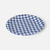 Retro Gingham True Blue Papieren Bordje (Gekanteld)