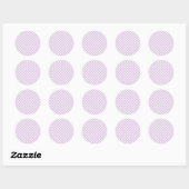 Retro Gingham Zacht Lila Ronde Sticker (Vel)