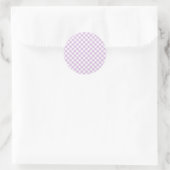 Retro Gingham Zacht Lila Ronde Sticker (Tas)