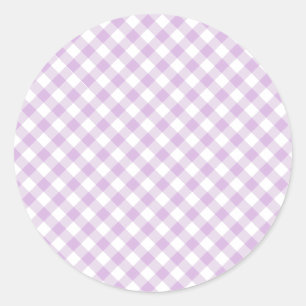 Retro Gingham Zacht Lila Ronde Sticker