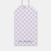 Retro Gingham Zachte Lavendel Cadeaulabel (Achterkant)