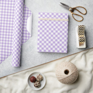 Retro Gingham Zachte Lavendel Cadeaupapier