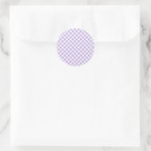 Retro Gingham Zachte Lavendel Ronde Sticker (Tas)