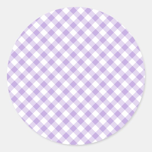 Retro Gingham Zachte Lavendel Ronde Sticker (Voorkant)