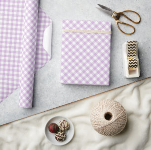 Retro Gingham Zachte Lila Cadeaupapier